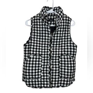 Bajee Black and White Gingham Puffer Vest 100% Cotton